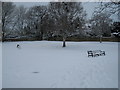 NZ5713 : Village green under snow, Newton under Roseberry by Philip Barker