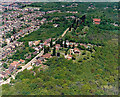 Aerial view of Coombe Wood and escarpment, Benfleet