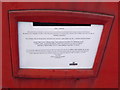 Stanley Green: closure notice on the Willis Way postbox