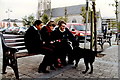 Q9933 : Listowel - School girls and town dog at The Square by Joseph Mischyshyn