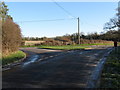 Road junction between Coltstable Lane and Kerves Lane on the left