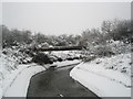 SU7107 : Pipe crossing a snowy Hermitage stream by Basher Eyre