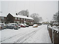 A snowy Harestock Road