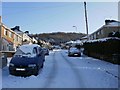 Looking up snowy Graig Park Avenue, Newport