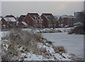 Bend in the river and modern riverside houses