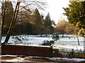 Bournemouth Gardens: upstream from Queen?s Road in snow