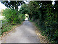 View along North Downs Way and farm road