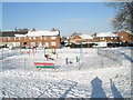 Looking from The Oaks over the playpark towards Chalton Crescent