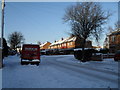 Approaching the junction of  a snowy St John