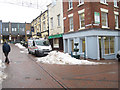 Pile of snow in pedestrian precinct