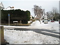 Junction of a snowy Penrhyn Avenue and Merthyr Avenue