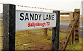 Sandy Lane sign near Dunmurry