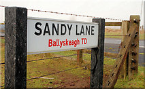 J2966 : Sandy Lane sign near Dunmurry by Albert Bridge