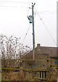 Electricity transformer beside M5 motorway near Colethrop Farm