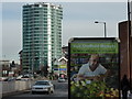 Tower block and advertising