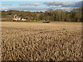 SO7661 : Stubble field and Brook Court, Martley by Philip Halling
