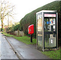 Telephone and postbox in School Lane