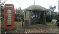 Phonebox by the bus shelter at Dockenfield