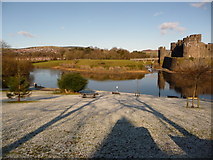 ST1586 : Caerphilly: overlooking the moat by Chris Downer