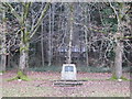 Commemorative stone in Eggesford Forest