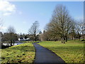 Cycle path adjacent to River Taff weir, Llandaff North