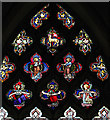 TL9585 : St Mary's church - angels in east window tracery by Evelyn Simak