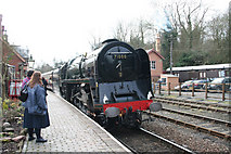 SO7483 : Train arriving at Highley station by Peter Langsdale