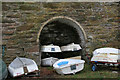 Dinghies stacked up for the winter