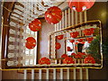 Bournemouth: looking down on Chinese lanterns on Town Hall staircase