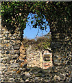 The ruined church of St Margaret - a glimpse of the chancel