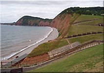 SY1286 : Coast line at Sidmouth by Peter Teal