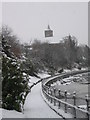 Dunblane in Winter: The Cathedral and the Allan Water.