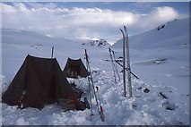 NN9892 : Winter camp by the Dee by Jim Barton