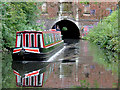 Narrowboat leaving the east portal of Brandwood Tunnel, Birmingham