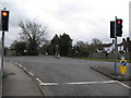 Crossroads with traffic lights at Keepers Corner, between Copthorne and Smallfield