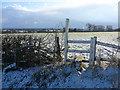 Stile on the Staffordshire Way shortly after a blizzard