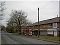 Bus stop and shops on Brighouse Road, Queensbury