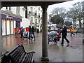 A brief respite under the bandstand