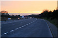 The A46 as sunset approaches