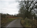 Footpath junction on Close Farm access road