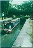 SP9908 : Narrowboat in a lock of the Grand Union Canal, Berkhamsted in 1970 by John Baker
