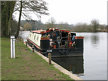 TG2906 : Houseboat moored on the River Yare by Bramerton Common by Evelyn Simak