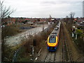 Train heading from Beeston to Nottingham