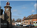 The village clock and Castle Street, Nether Stowey