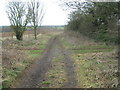 Footpath junction on the byway near Hastingleigh