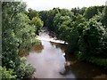 The weir from the bridge that carries Queen Margaret Drive over the Kelvin