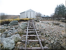 NN2459 : Boat shed and track at Blackwater Reservoir by John Ferguson