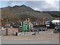 Old Quarry engine and trucks at Diffwys Square, the site of the old Festiniog Railway Diphwys Station