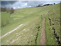 SK1351 : Footpath on Bunster Hill towards Moor Plantation by Chris Wimbush