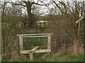 Footpath crosses a byway near Kingsland